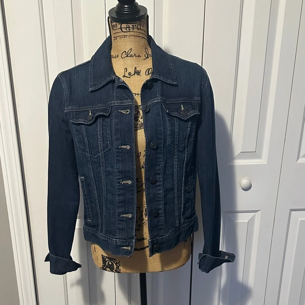 Banana Republic Dark Blue Denim Jacket - Women's Classic Jean Coat